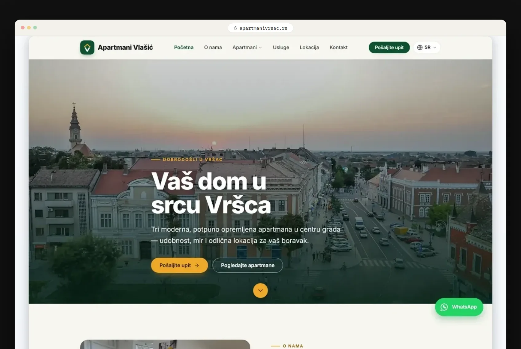 Apartmani Vlašić: naslovna strana sajta na računaru